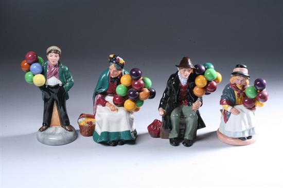 Appraisal: FOUR ROYAL DOULTON BALLOON FIGURES Including The Old Balloon Seller