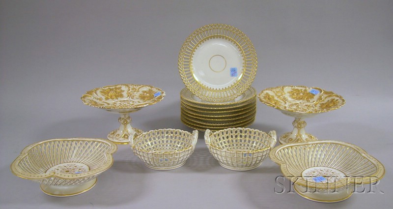 Appraisal: Fifteen Assembled Pieces of Gilt Decorated Porcelain Tableware including a