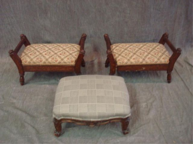 Appraisal: wood and upholstered stools country style Louis XV style Estimate