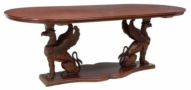 Appraisal: Continental Empire style mahogany dining table early th c oval