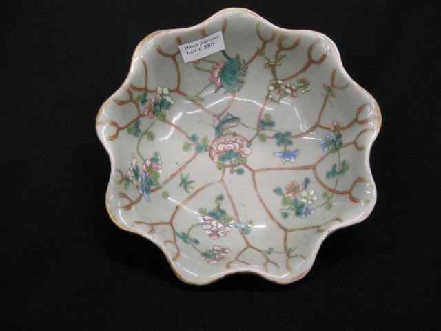 Appraisal: Oriental Celedon Porcelain Bowl flower vine style decor signed ''