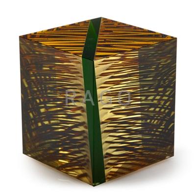 Appraisal: TOMAS HLAVICKA b Laminated glass object with gold and silver