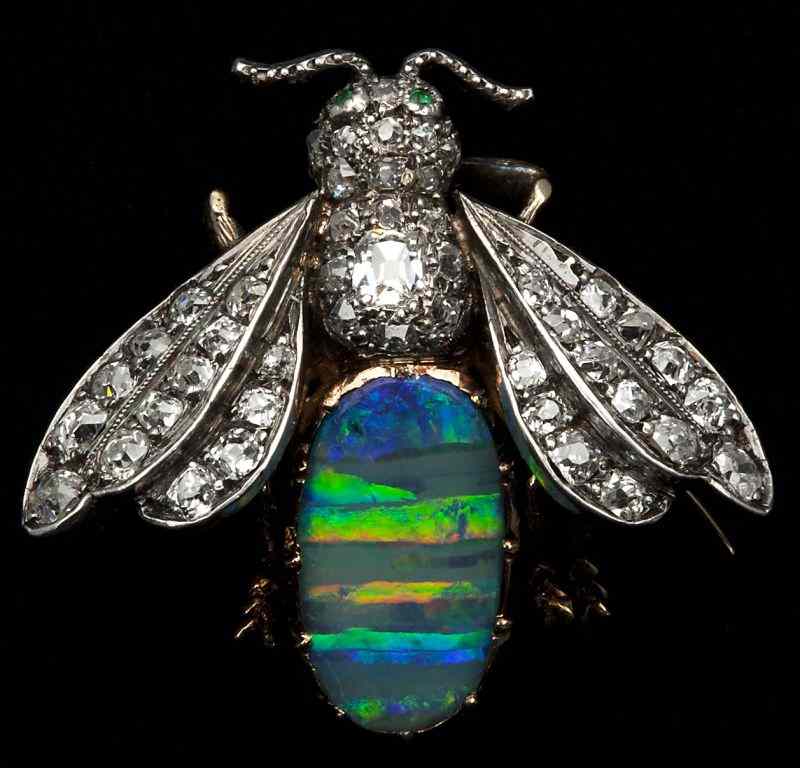 Appraisal: Vintage Opal Bee Broochdesigned as a whimsical bee consisting of