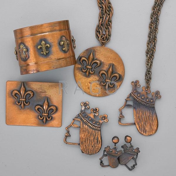 Appraisal: SEVEN PIECES REBAJES COPPER JEWELRY Condition Report