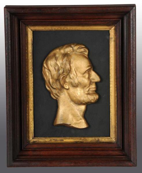 Appraisal: Cast Iron Abraham Lincoln Cameo Bust Description Framed Condition Excellent