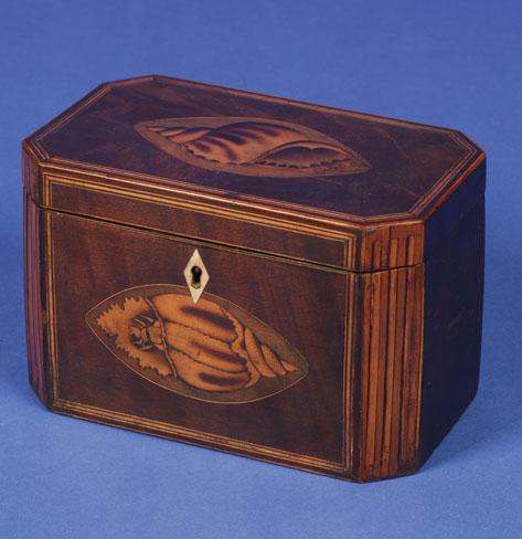 Appraisal: A GEORGE III MAHOGANY TEA CADDY of rectangular form with