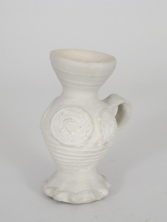 Appraisal: A th Century Siegburg Flask applied with three reliefs showing