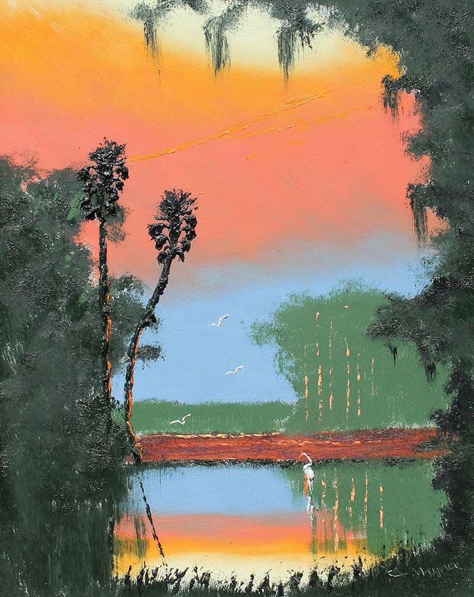 Appraisal: MAYNOR John American - Florida Highwaymen fire sky sunset river