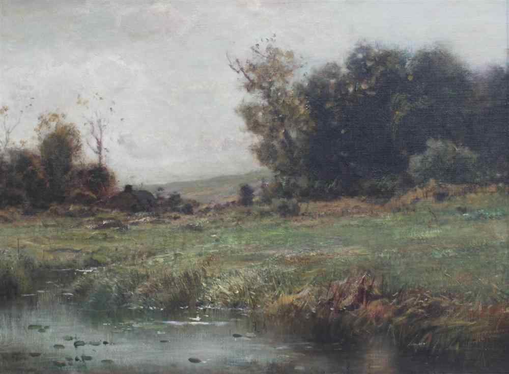 Appraisal: ARTHUR PARTON AMERICAN - POND LANDSCAPE Oil on canvasboard x