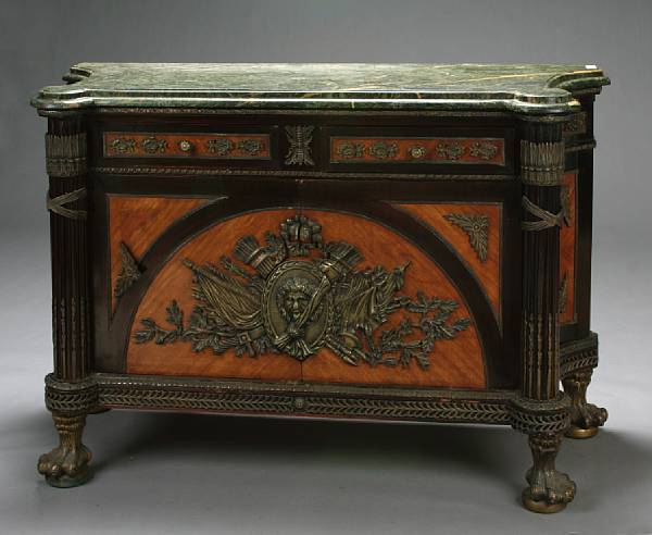 Appraisal: A Louis XVI style gilt bronze mounted and ebonized walnut