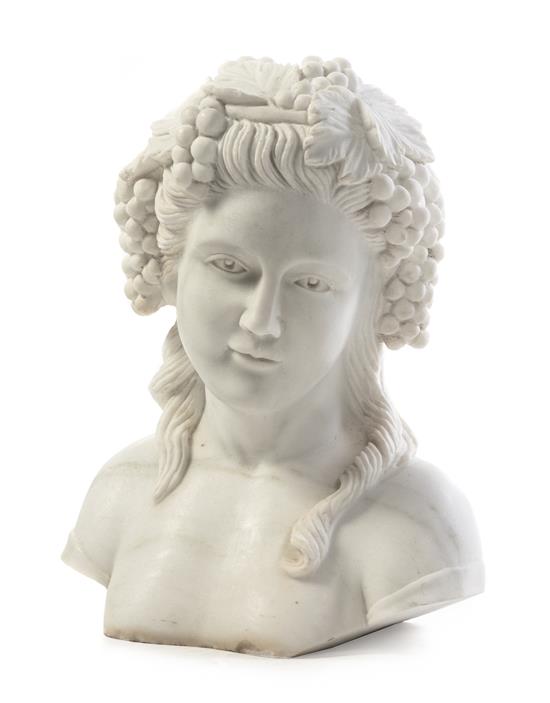 Appraisal: Sale Lot A Continental Marble Bust depicting a Bacchic maiden