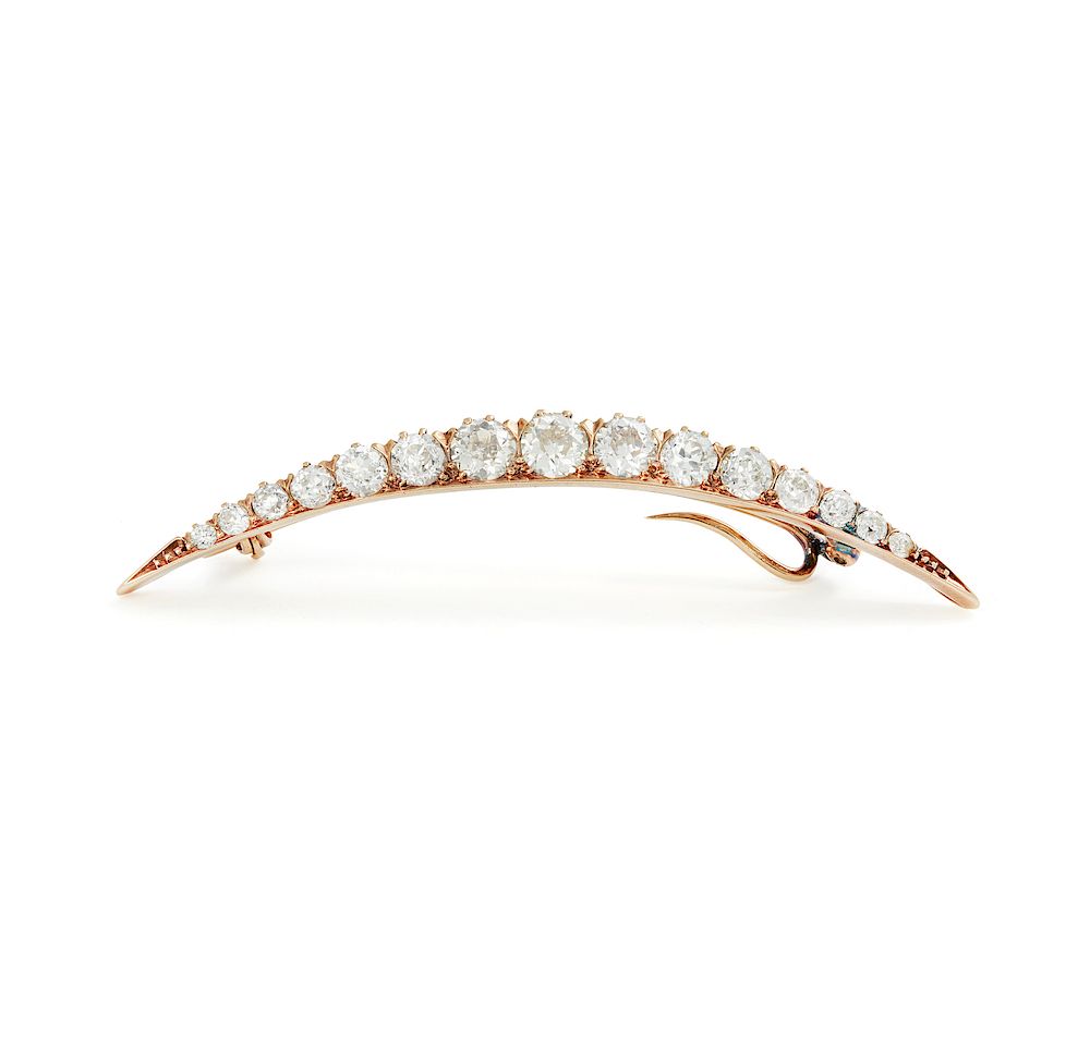 Appraisal: k Diamond Crescent Brooch k yellow gold crescent brooch approximately