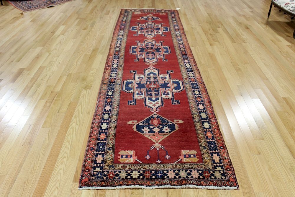 Appraisal: Vintage and Finely Hand Woven Kazak Style Runner Good size