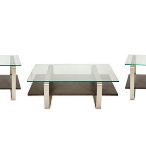 Appraisal: Three Modernist Glass-Top Tables th Century comprising a coffee table