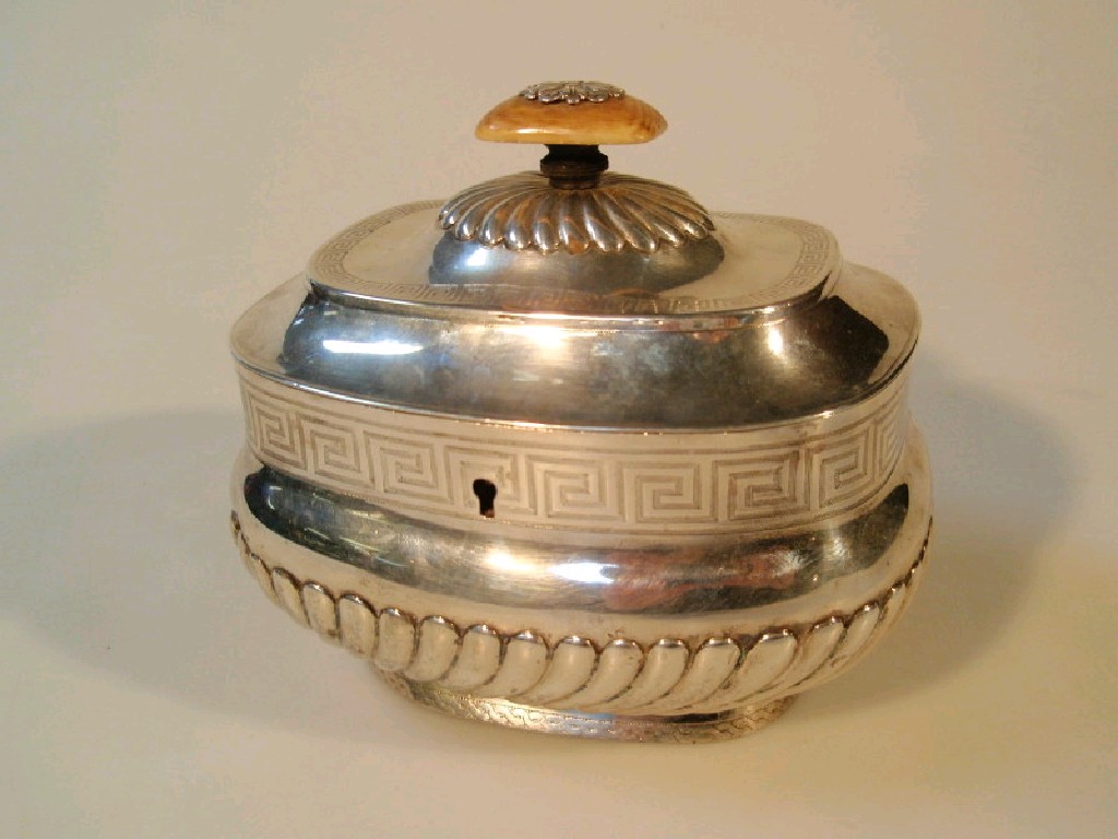 Appraisal: A George III silver oval bombe box by Robert Hennell