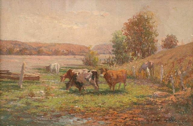 Appraisal: Anthony Datillo-Rubbo - Cattle on the Nepean Hawkesbury oil on