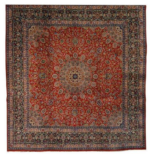 Appraisal: ORIENTAL RUG MESHED ' x ' Central circular medallion in