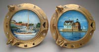 Appraisal: PAIR OF LARGE BRASS PORTHOLES Each having a large window