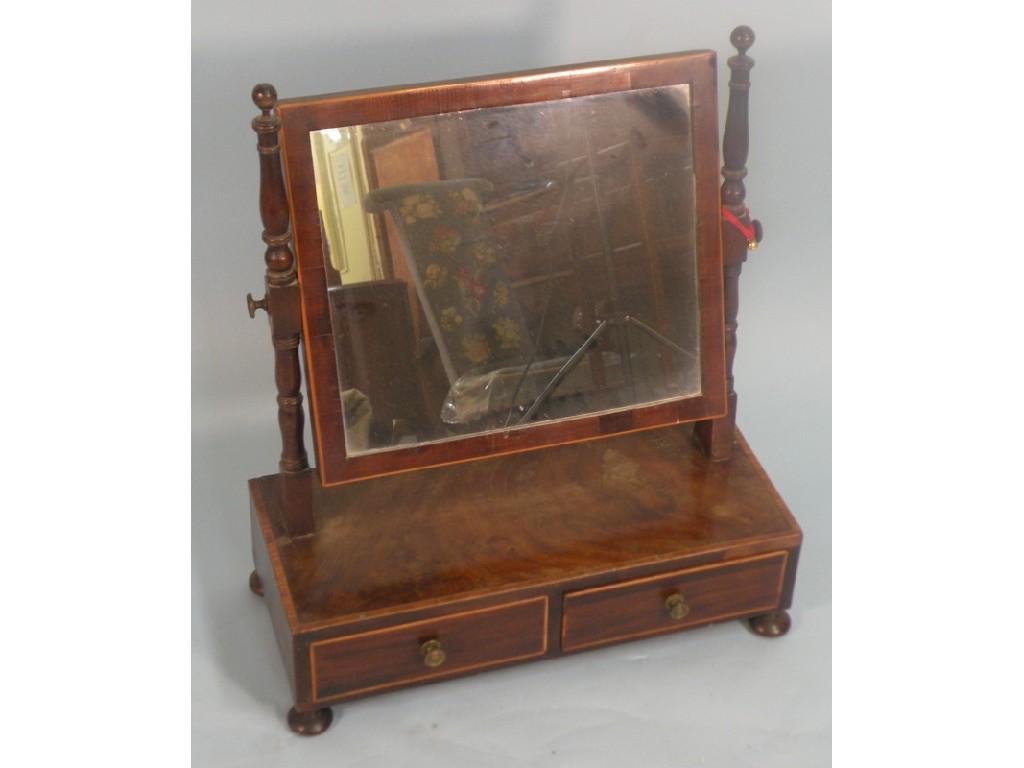 Appraisal: An early thC mahogany dressing table mirror with two drawers