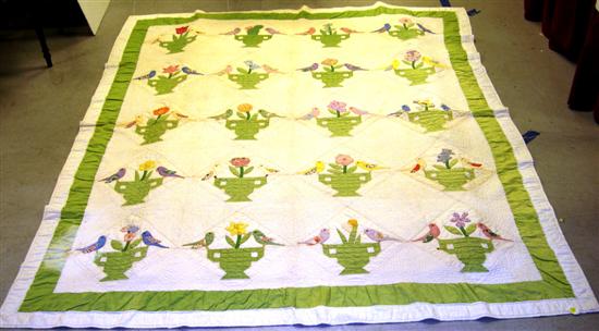 Appraisal: Applique quilt with bird and flower motif '' x ''