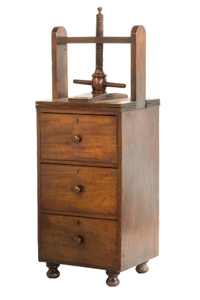 Appraisal: A George III mahogany three drawer pedestal with book press