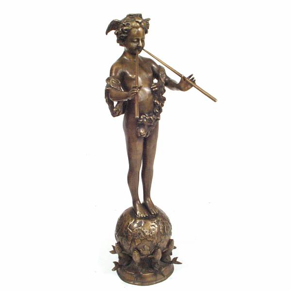 Appraisal: A patinated bronze figure of Pan height in width in