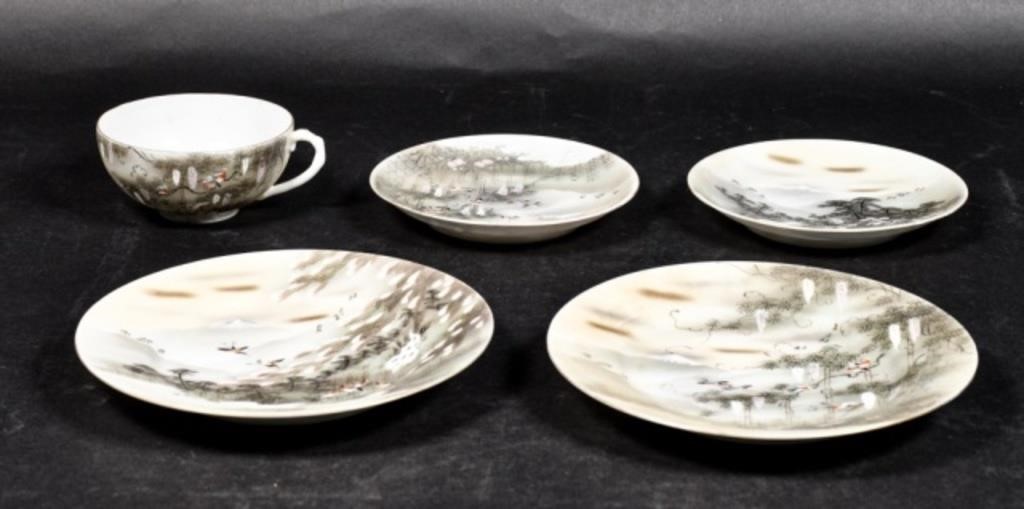 Appraisal: pieces of Kutani eggshell porcelain decorated with birds and landscapes