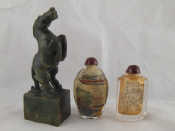 Appraisal: Two Chinese glass snuff bottles internally painted with urban and