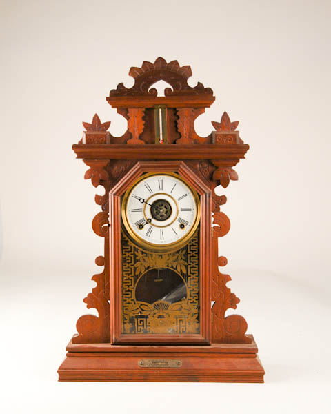 Appraisal: Walnut Case Kitchen Clock with thermometer and level replaced dial