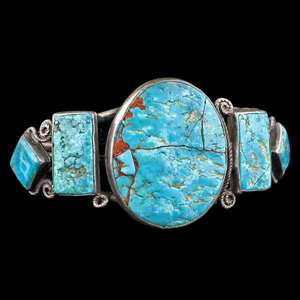 Appraisal: Navajo Silver and Turquoise Bracelet Collected by Virginia Doneghy -