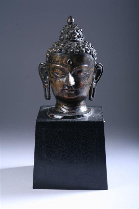 Appraisal: INDIAN BRONZE HEAD OF BUDDHA - in high PROVENANCE A