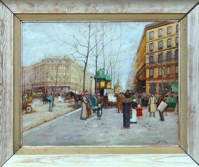 Appraisal: French School th Century Parisian Street Scene oil on canvas