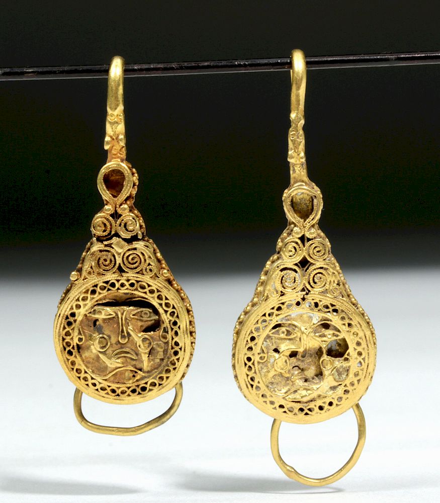 Appraisal: Pair of Byzantine Heavy K Gold Earrings - g Near