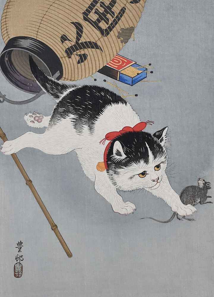 Appraisal: Ohara Koson Cat Woodblock Print Ohara Koson - Woodblock print