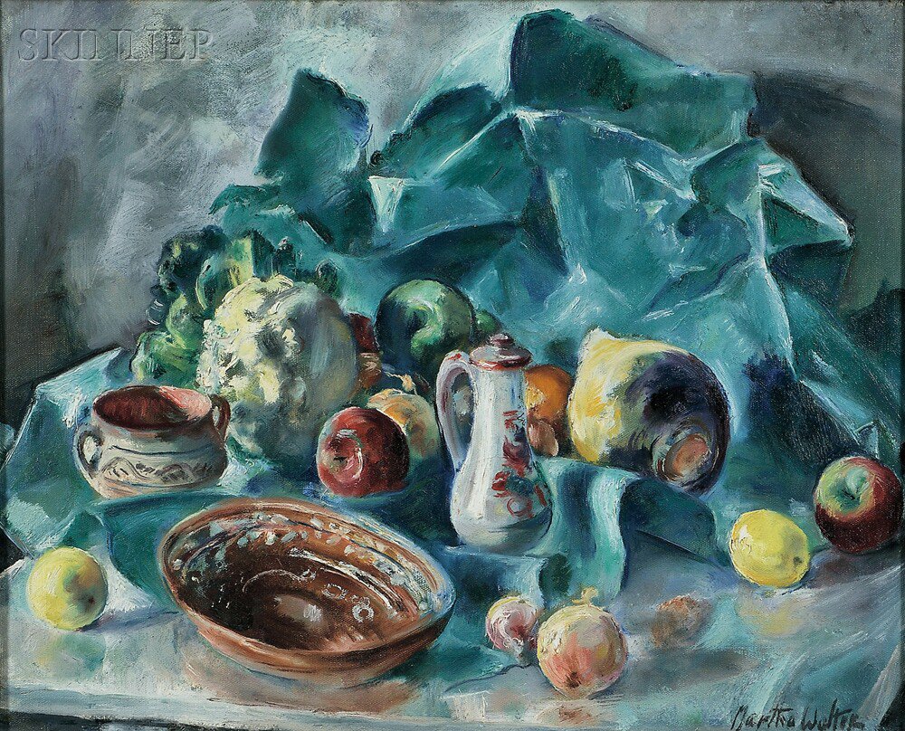 Appraisal: Martha Walter American - Still Life-Fruit Vegetables and Pottery Signed