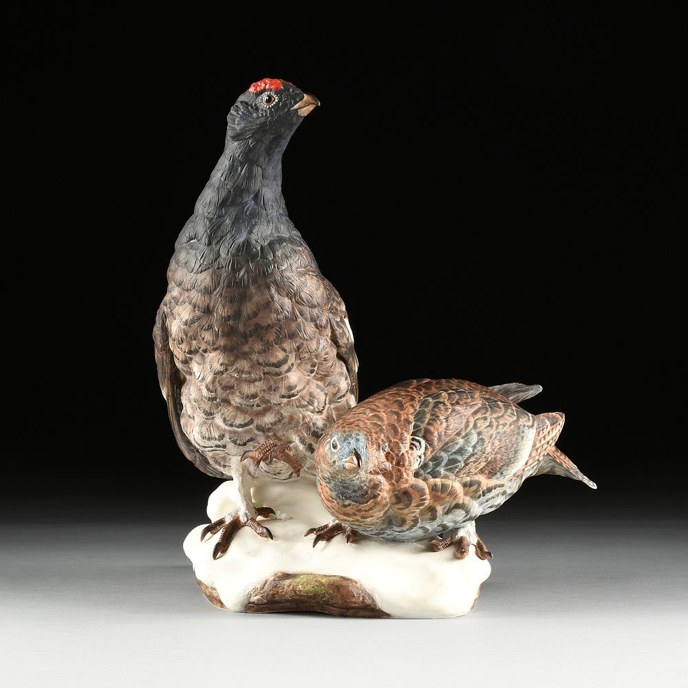 Appraisal: AN ENGLISH BOEHM LIMITED EDITION BONE PORCELAIN BLACK GROUSE SCULPTURE