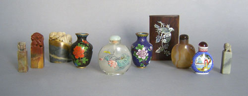 Appraisal: Misc Chinese table articles to include cloisonne and snuff jars