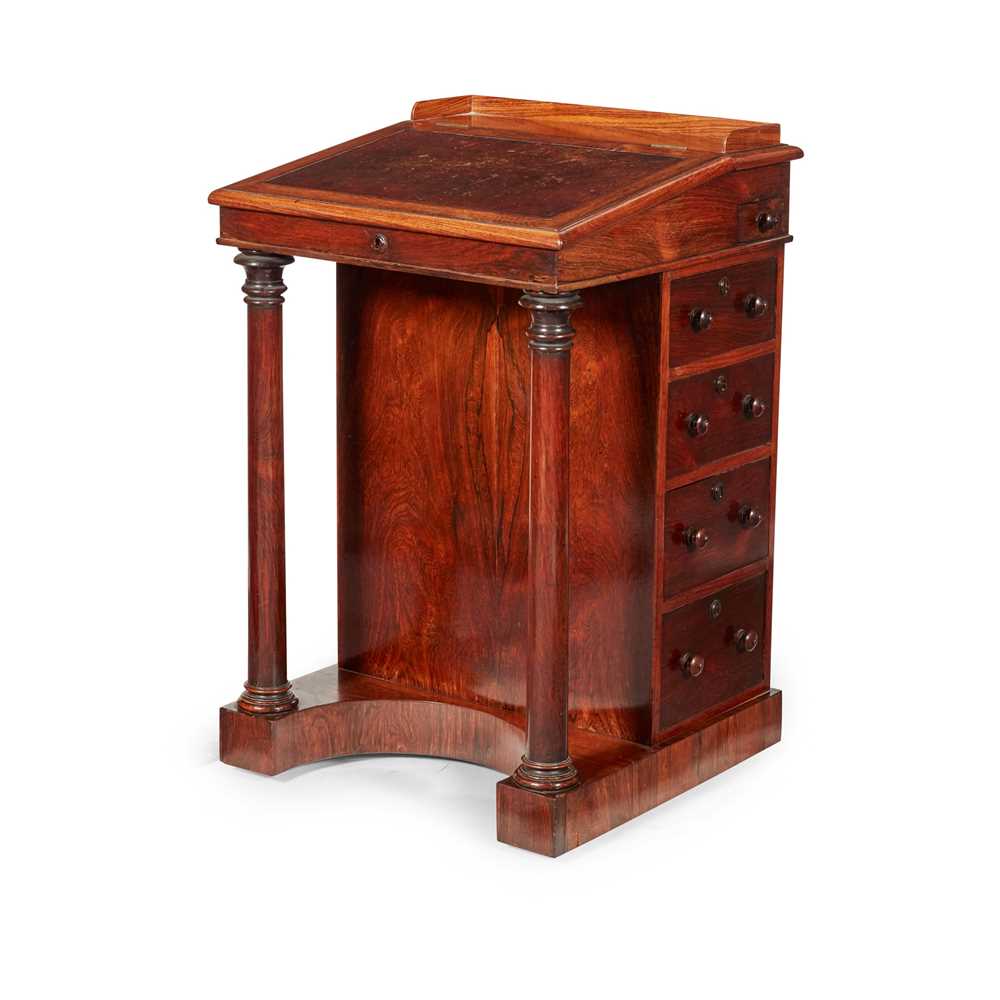 Appraisal: Y WILLIAM IV ROSEWOOD AND MAHOGANY DAVENPORT EARLY TH CENTURY