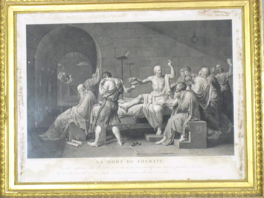 Appraisal: AFTER JACQUES LOUIS DAVID - 'LA MORTE DE SOCRATE' engraving