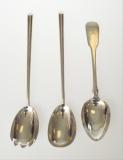 Appraisal: GEORGE IV SILVER TABLE SPOON NEWCASTLE fiddle pattern together with