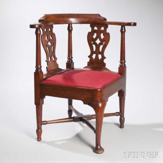 Appraisal: Walnut Roundabout Chair probably New England c - with shaped