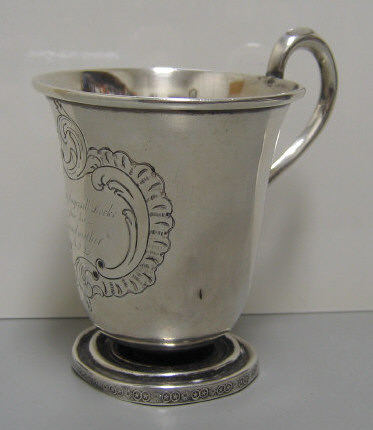 Appraisal: LOWS BALL COMPANY BOSTON CIRCA - Cup with serpentine handle