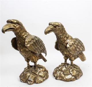 Appraisal: A Pair of Continental Giltwood Models of Birds Height of