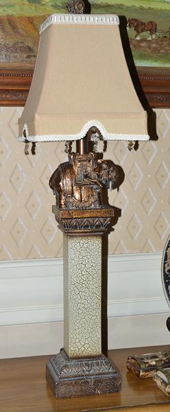 Appraisal: ELEPHANT MOUNTED ON A PEDESTAL TABLE LAMP