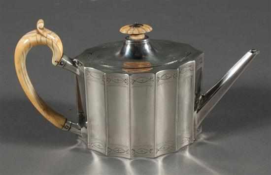 Appraisal: George III engraved sterling silver teapot hallmarks of Henry Greenway