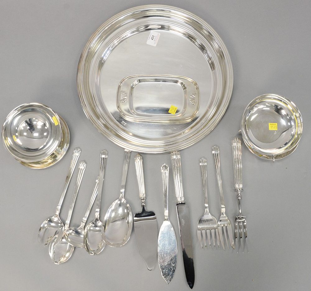 Appraisal: Eighteen pieces of Christofle silverplate includes three trays caviar dish