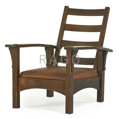 Appraisal: HUBBARD ELDREDGE MILLER Bow-arm Morris chair Condition Report