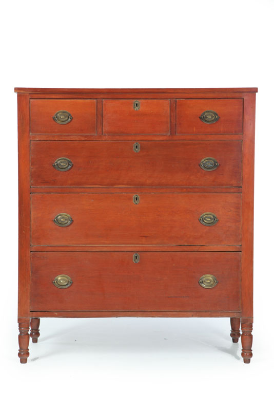 Appraisal: CHEST OF DRAWERS Sheraton style chest in cherry with three