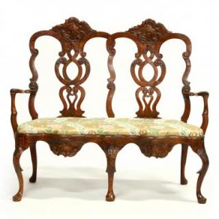 Appraisal: English Queen Anne Style Carved Double Back Settee early th