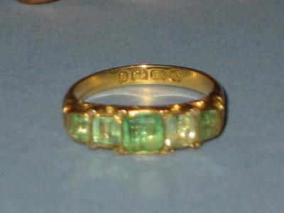 Appraisal: A VICTORIAN EMERALD FIVE STONE RING the princess cut emeralds